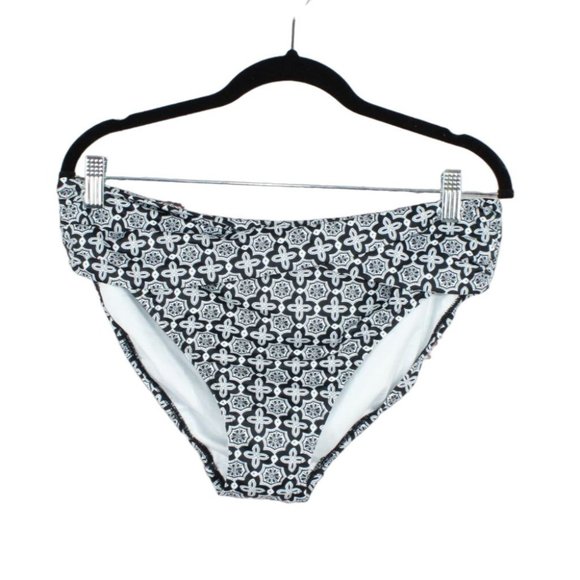 NWOT! LL Bean Black Printed Breathable Bikini Bottom Swimwear Size 16 - Picture 1 of 8